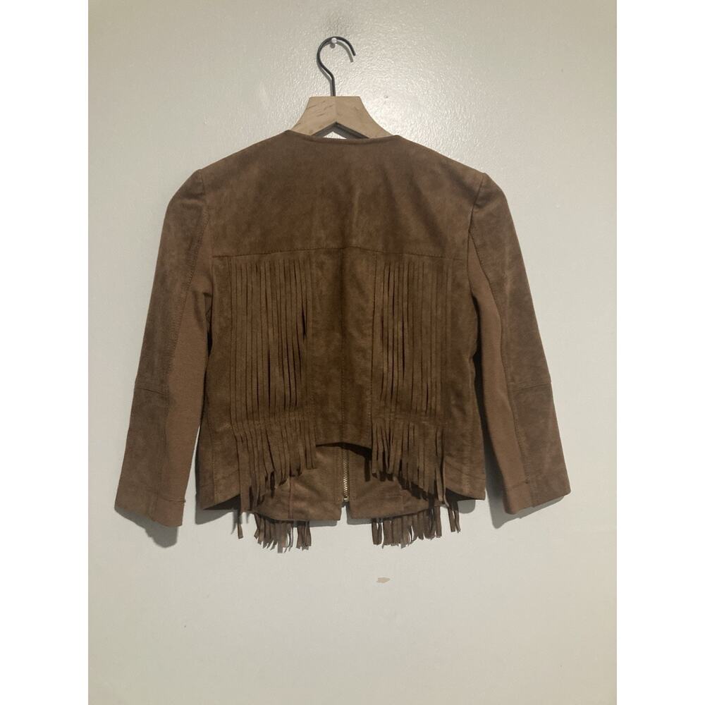 BCBG Maxazria Cowgirl Chic Western Suede Fringe Cropped Jacket Size XS - Picture 7 of 12